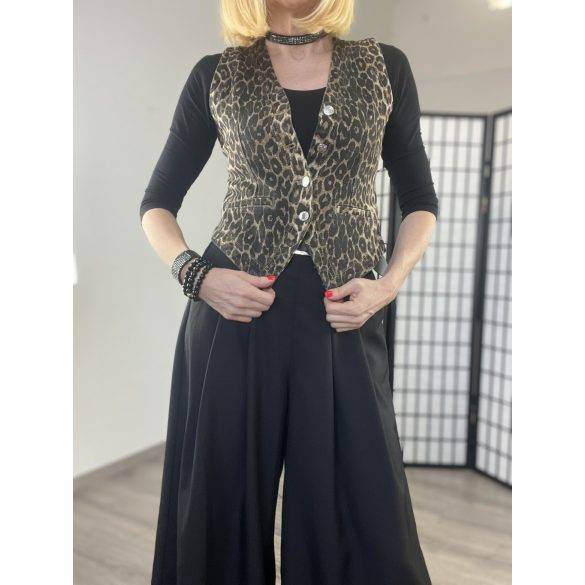 Re Dress elasztikus farmer mellényC1007-5 -ocelot