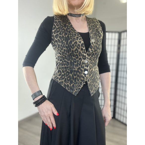 Re Dress elasztikus farmer mellényC1007-5 -ocelot