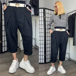 WENDY TRENDY  ülepes elegáns nadrág923093-sötétkék