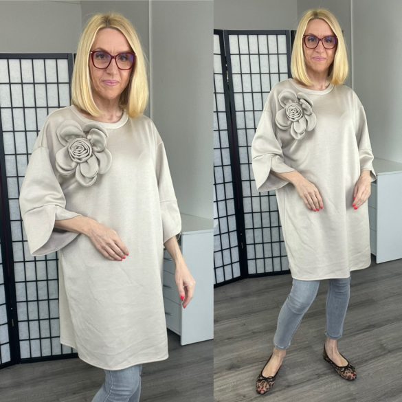 Yasmine tunika virágos kitűzővel59762-bézs