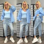 S Woman gumis derekú ülepes farmer SW1892-világoskék