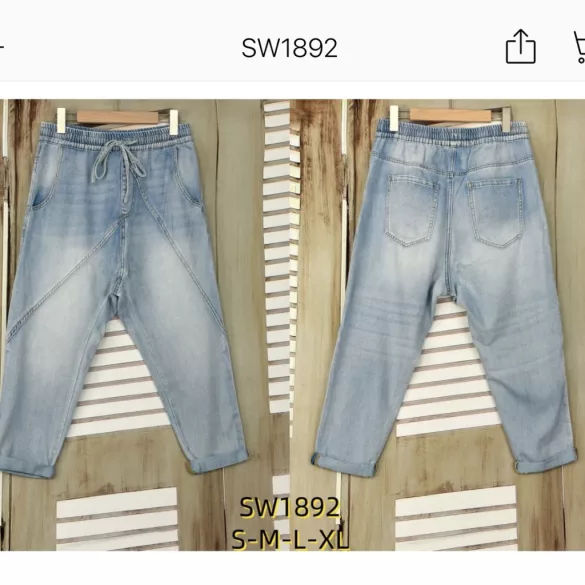 S Woman gumis derekú ülepes farmer SW1892-világoskék