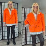 Limited edition oversize crop kabát 70381 - neon narancssárga