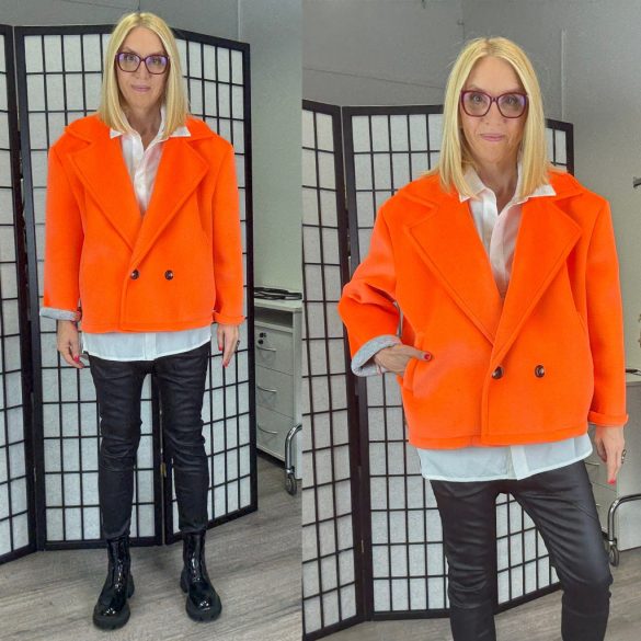 Limited edition oversize crop kabát 70381 - neon narancssárga