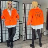 Limited edition oversize crop kabát 70381 - neon narancssárga