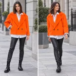 Limited edition oversize crop kabát 70381 - neon narancssárga