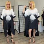 Fly Out aszimmetrikus rózsás ruha A51058-fekete