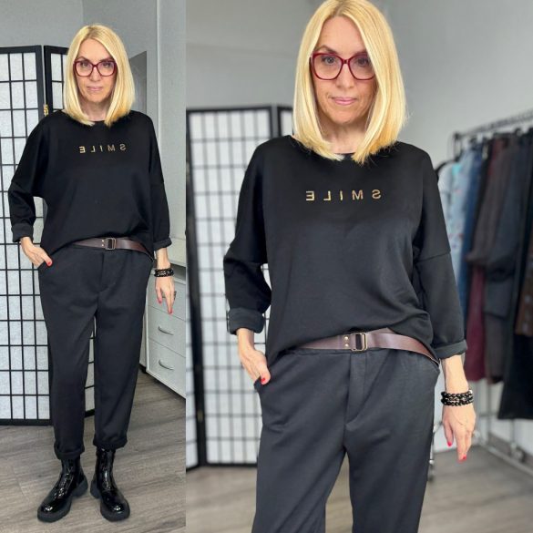 Smile hosszú ujjú viszkóz felső 25527-18 - fekete