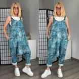 158C farmermintás ülepes pamut overál 5383 - farmerkék