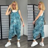 158C farmermintás ülepes pamut overál 5383 - farmerkék