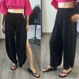 Jana gumis derekú oldalt felhasított viszkóz nadrág-fekete