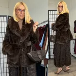 Lily derékban megkötős bunda A2507-csokibarna