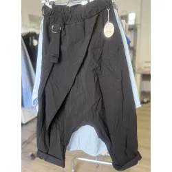   Hello Mya gumis derekú elasztikus ülepes vászon nadrág 70962 - fekete