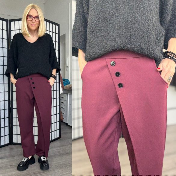 Lux Luna gombdíszes  nadrág 50914 - bordó