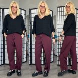 Lux Luna gombdíszes  nadrág 50914 - bordó