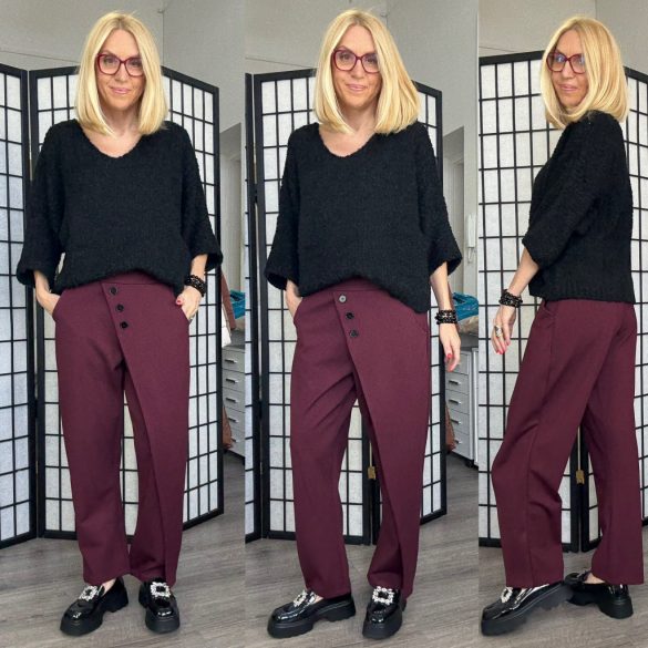 Lux Luna gombdíszes  nadrág 50914 - bordó