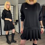 Mia fodros hosszú ujjú ruha A6669- fekete