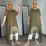 Fly Out selyemhatású tunika MY1137 - khaki