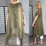 Fly Out selyemhatású tunika MY1137 - khaki