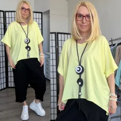 Xin Xin oversize környakú basic pamut felső 9562 - sárga