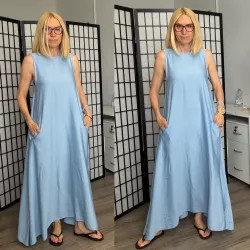 Lady Ann lefelé bővülő maxi ruha 8088-világoskék
