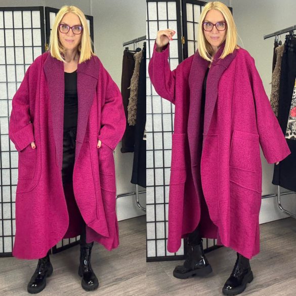 Milano oversize gyapjú filckabát 98043 - magenta