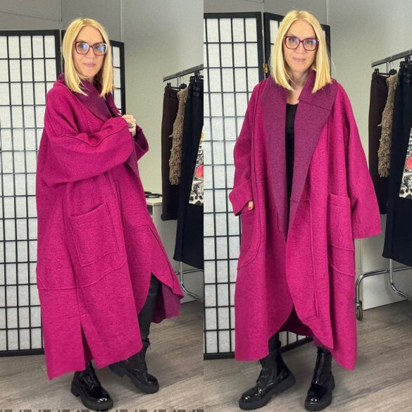 Milano oversize gyapjú filckabát 98043 - magenta