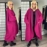 Milano oversize gyapjú filckabát 98043 - magenta