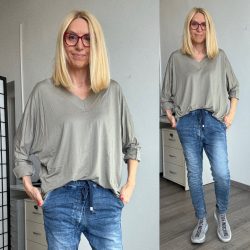 Charm V kivágású basic viszkóz felső 25214-taupe