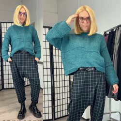 Crop vastag kötött puha pulóver 25608 - zöld