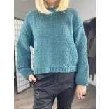 Crop vastag kötött puha pulóver 25608 - zöld