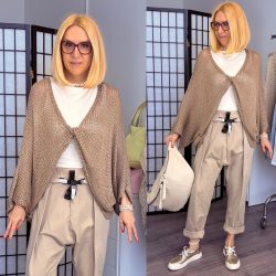 Britani elől csavart kötött felső72829-barna