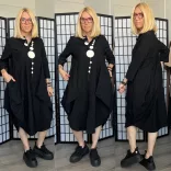 SUN elasztikus vászon ingruha9485-fekete