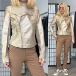 Vopse oldalán sztreccs betétes karcsúsított bőrdzsekiV6363-arany