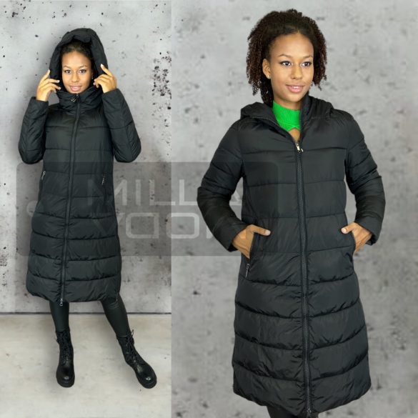 Helsinki oldalt felcipzározható kapucnis kabát 2277-e - fekete