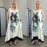 Lux Luna ujjatlan nyári ruha zsebbel 50409