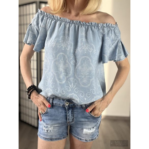 Design68 gumis nyakú viszkóz felső10058-világosfarmerkék