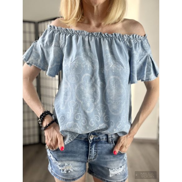 Design68 gumis nyakú viszkóz felső10058-világosfarmerkék