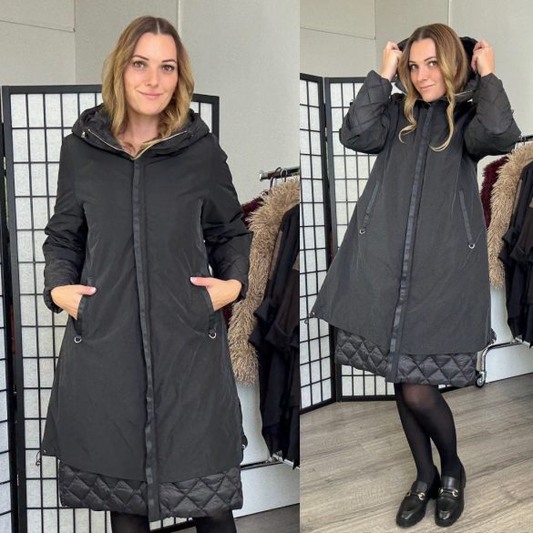 Ribe lefelé bővülő átmeneti kabát 2966-fekete