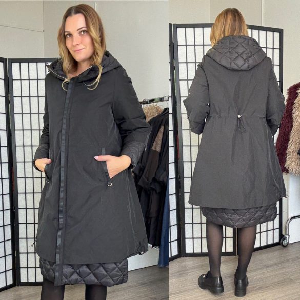 Ribe lefelé bővülő átmeneti kabát 2966-fekete