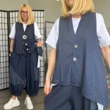 Denisa aszimmetrikus farmer mellény 25282-sötétkék