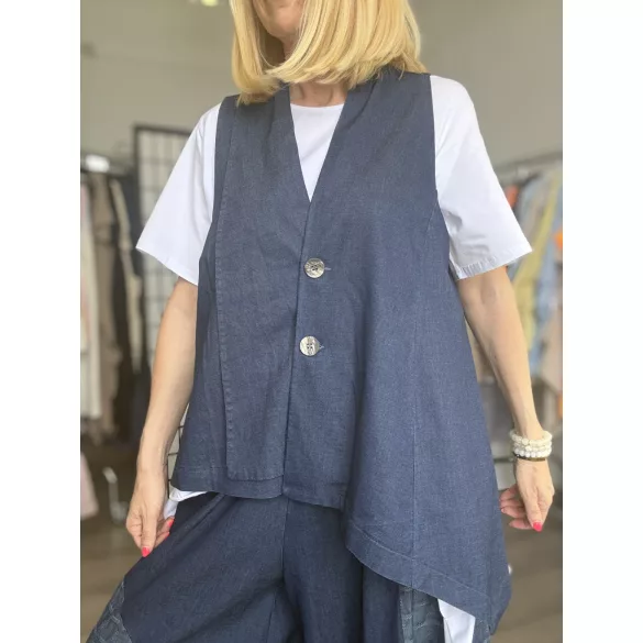 Denisa aszimmetrikus farmer mellény 25282-sötétkék
