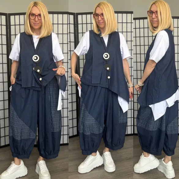 Denisa aszimmetrikus farmer mellény 25282-sötétkék