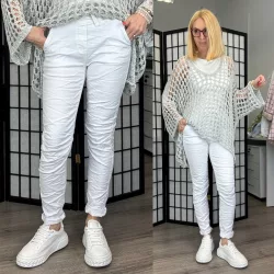 Melly gumis derekú elasztikus farmer8139-fehér