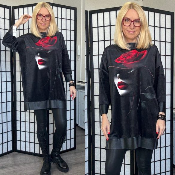 Picasso bőrbetétes plüss tunika-rózsa