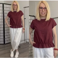Wendy Trendy ráncolt pamut felső 220242 - piros