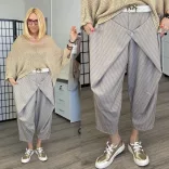 Lux Luna elől átlapolt gombos nadrág övvel 51840-taupe