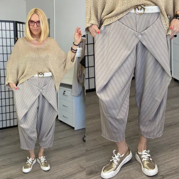 Lux Luna elől átlapolt gombos nadrág övvel 51840-taupe