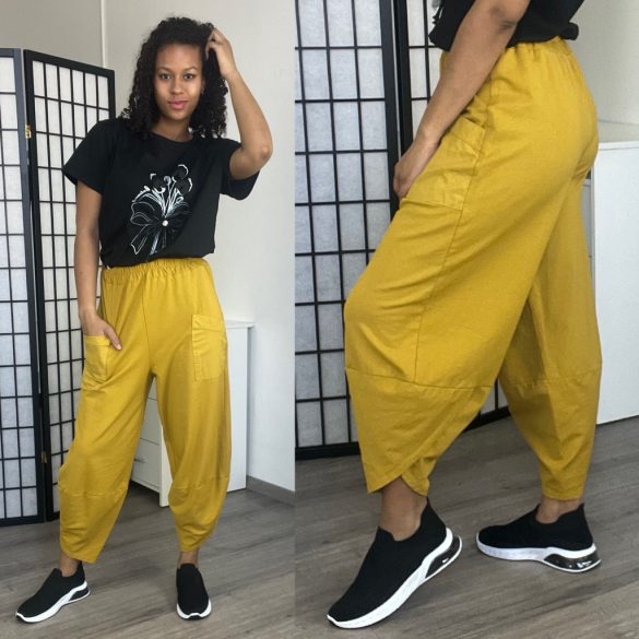 Astra zsebes pamut nadrág-mustár