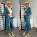 Anna hosszú ujjú bordás kardigán 22388 - petrol